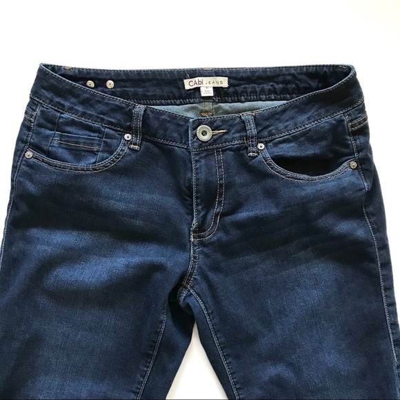 🎃 CAbi | Dark Wash Wide Leg Stretch Jeans Size 6 - Picture 4 of 6